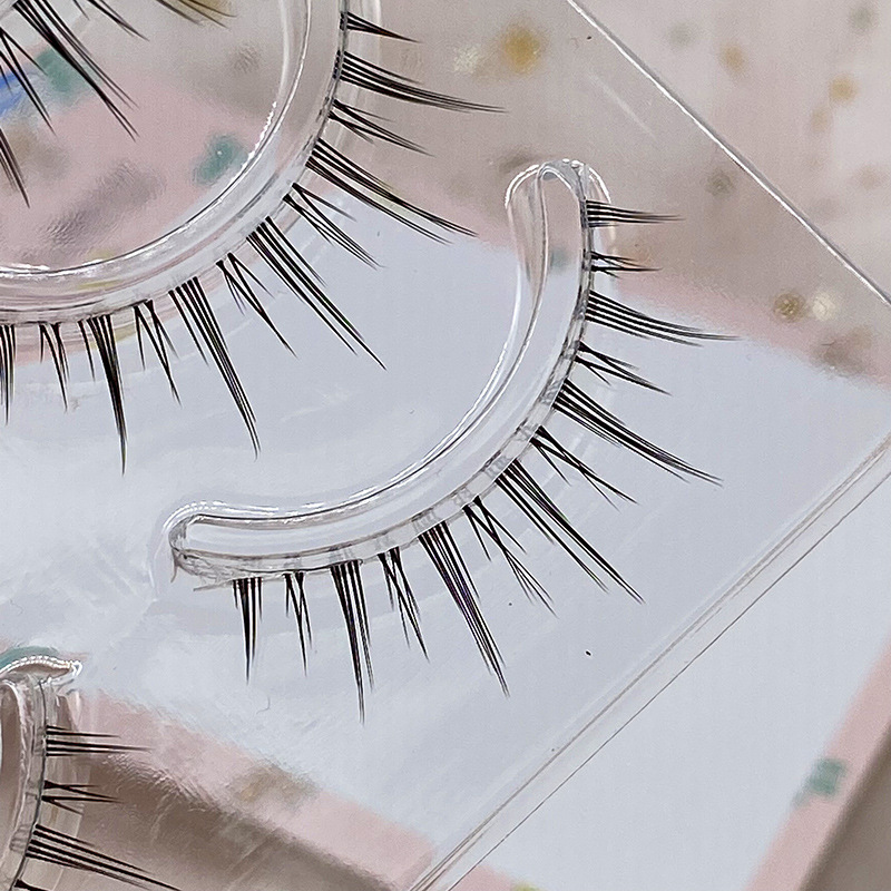 ¡Tallo ultra fino! Natural pequeño diablo pestañas postizas de una sola pieza natural largo simulación transparente madre novato pestañas