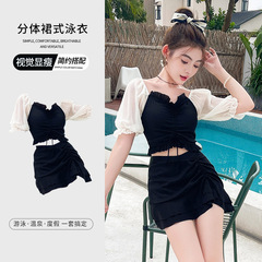 Baiya Women's Summer Split Body Slimming Small Cup Push-up Two-Piece Straight Leg Swimsuit Hot Spring Vacation Swimwear Wholesale