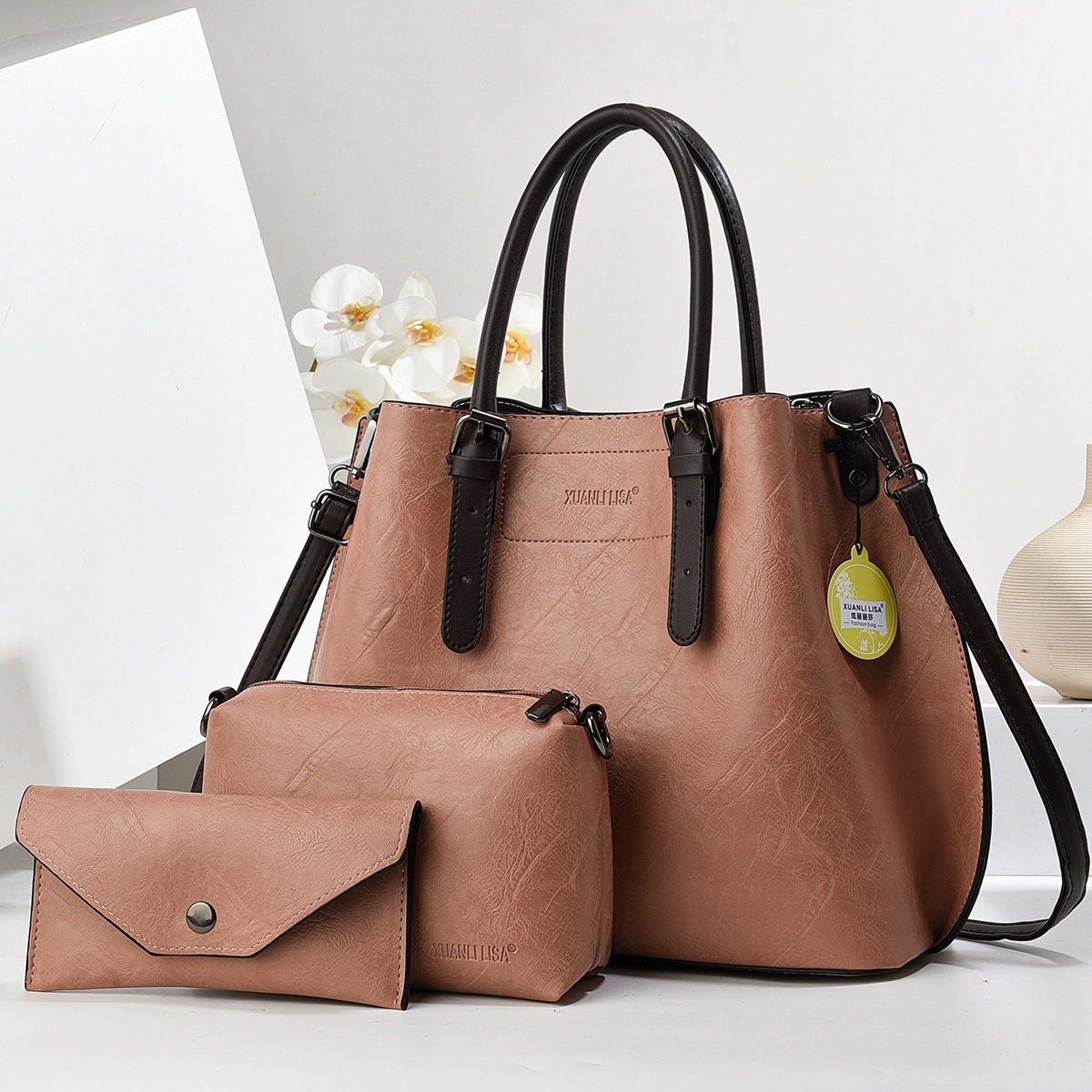 Bolso de cuero suave retro bolso de mano con textura bolso de madre e hijo bolso de mensajero de un solo hombro bolso de mujer simple y versátil bags de comercio exterior