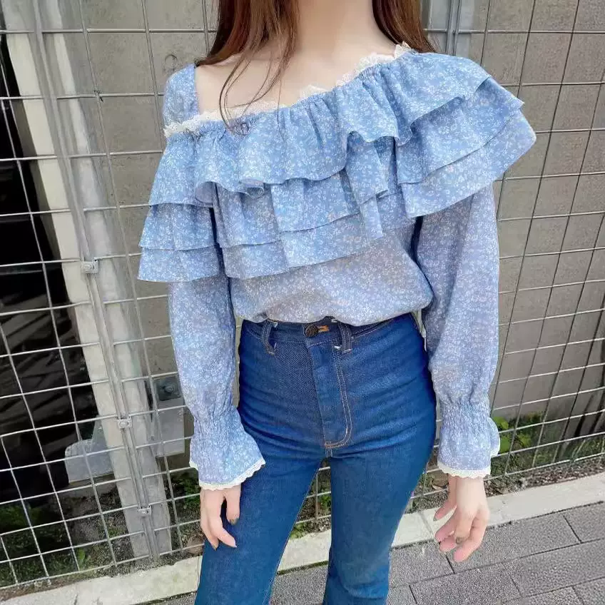 亏本清货 日系碎花蕾丝花边衬衫 不支持退货复古拼接时尚百搭甜美