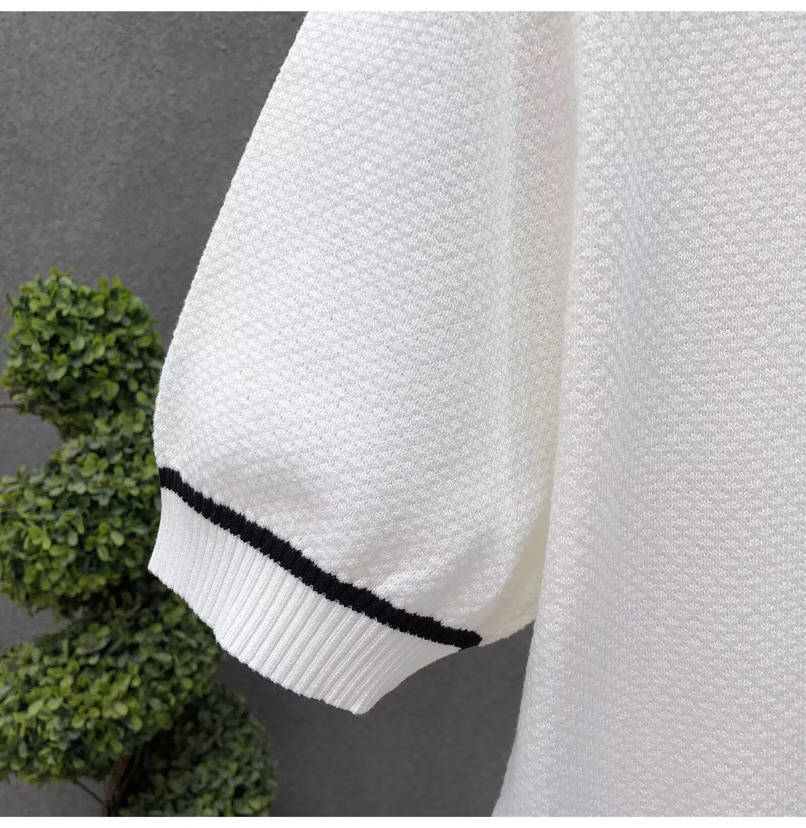Men's Breathable Knit Polo Shirt With Contrast Collar, Casual Business Short Sleeve Top For Summer, Comfortable Loose Fit T-Shirt_viptrois.com