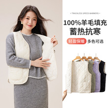 羊毛填充保暖马甲女秋冬季加绒保暖背心校服神器内胆坎肩一件代发