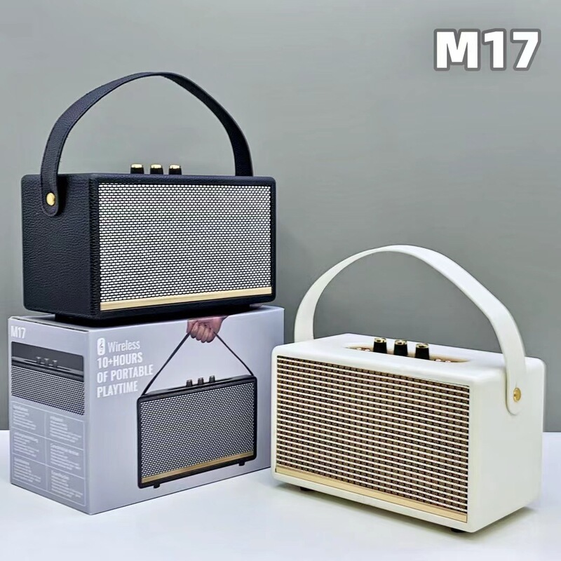 新型M17復古風皮革無線bluetoothスピーカーのデスクトップサブウーファ大音量屋外携帯が便利です。|undefined