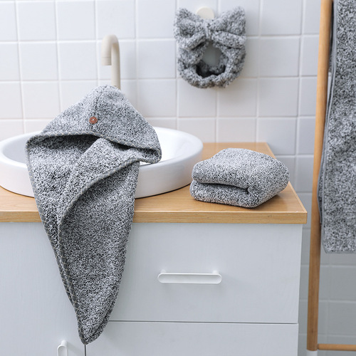 Non-shedding large towel bamboo charcoal fiber water-absorbent household adult bath towel thickened towel drying hair cap wholesale