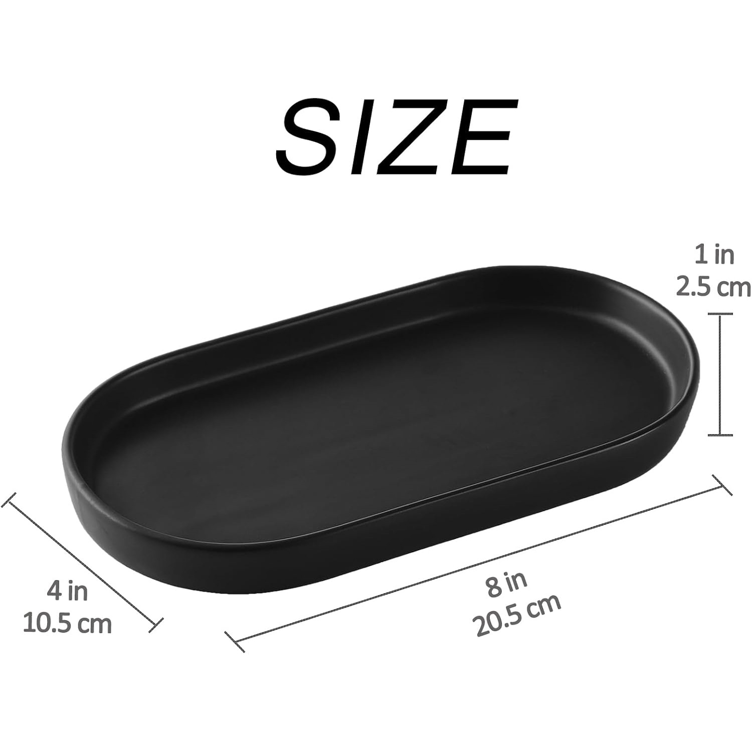 Eyrozia mate negro redondo jabón tray 8 pulgadas cerámica lavabo bandeja de combinación image 3