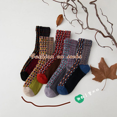 Women's Autumn/Winter Mid-Calf Cotton Socks, Japanese-English Style Retro Women's Socks, Forest System Korean Version Ethnic Style Student's New Arrival
