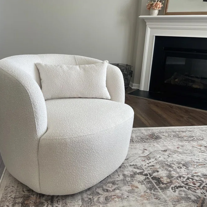 北歐現代羊羔絨單人旋轉沙發椅意式極簡網紅ins風民宿酒店洽談椅