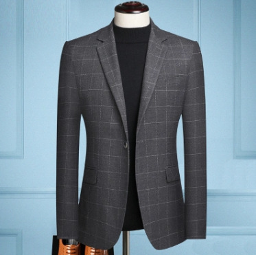 休闲西服男2025新款春秋季韩版格子单西高级感高端小西装男士外套