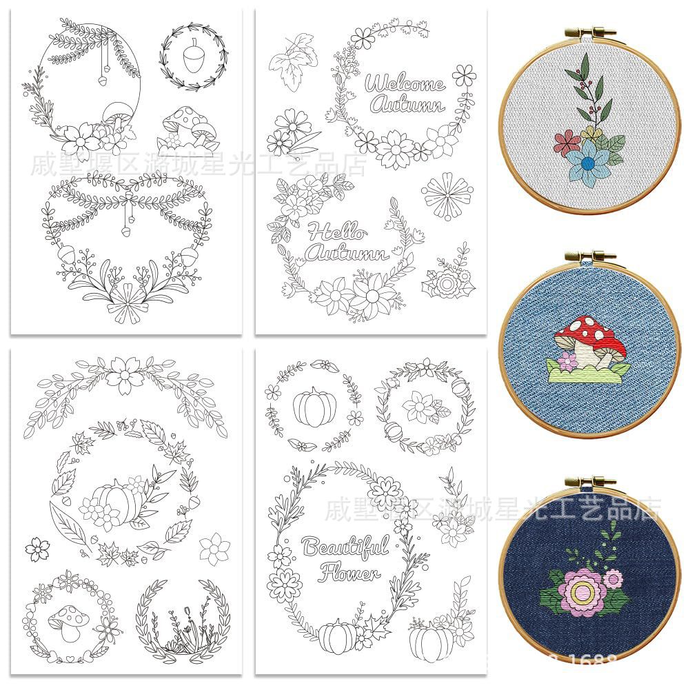 Soluble en agua sin olor no tejido floral patrón de tierra en agua fría impresión adhesivo de espalda estabilizador de bordado manual