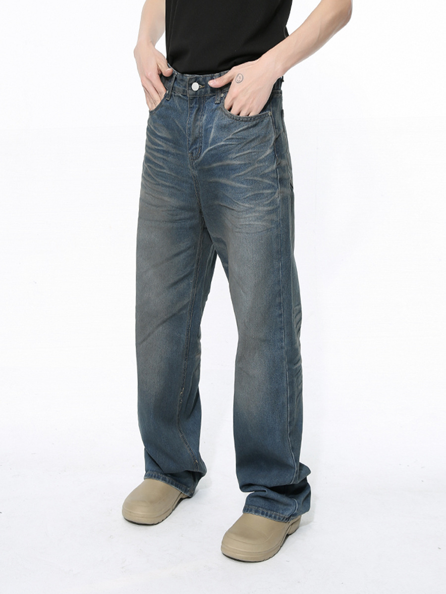 Mtlclothes ropa de Hombre | 2024 primavera nueva American High Street Vibe estilo cepillado arrugado diseño jeans