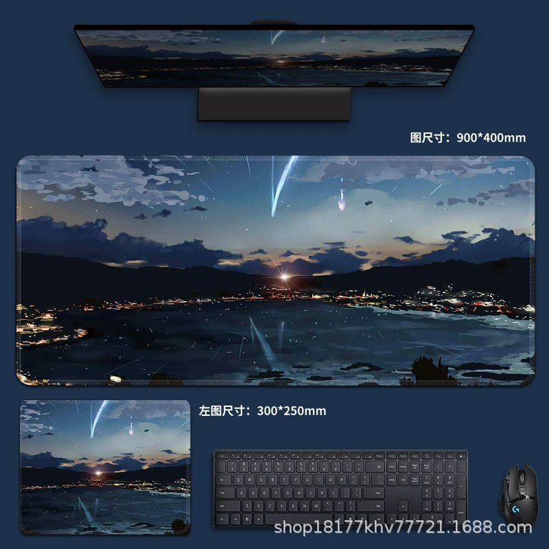 Большая коврик для мыши для игр, нескользящая подкладка на столе, два размера 800×300 и 210×260 мм, рисунки в стиле аниме