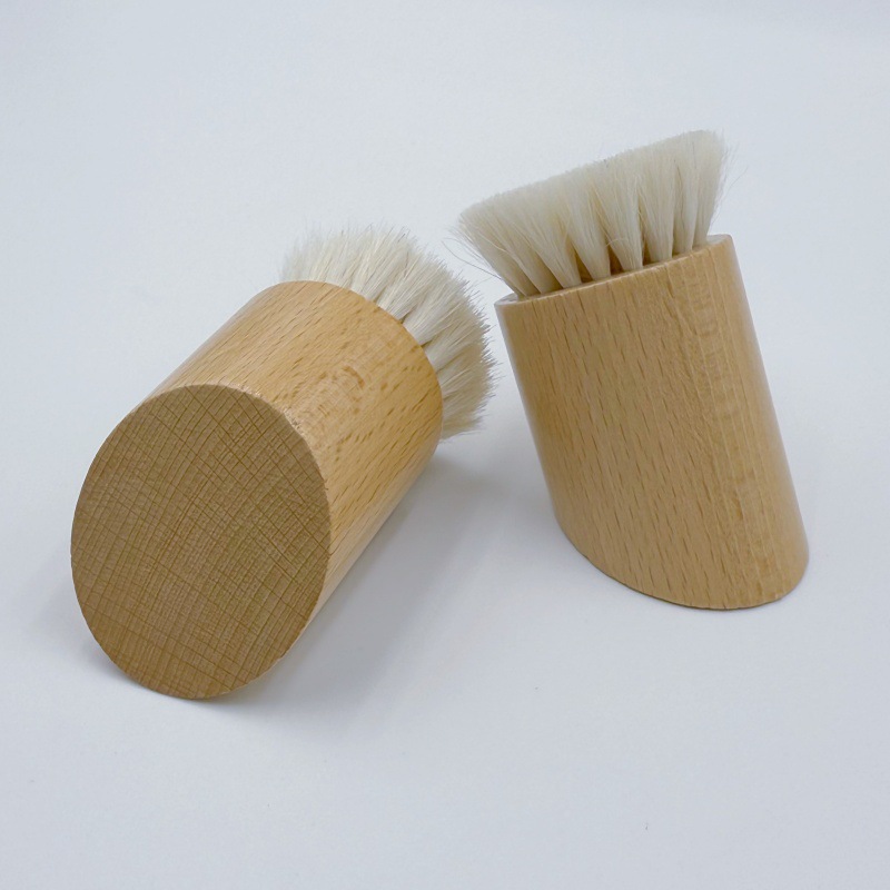 Cepillo de masaje de madera profundo, cepillo de lana inclinado de beech, cepillo de limpieza facial, cepillo facial pequeño, cepillo de limpieza facial profundo
