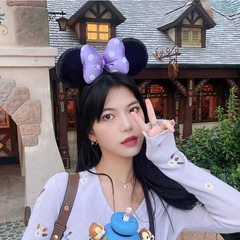 蝴蝶結波點迪士妮發箍女米老鼠耳朵經典款米奇米妮頭箍可愛頭飾