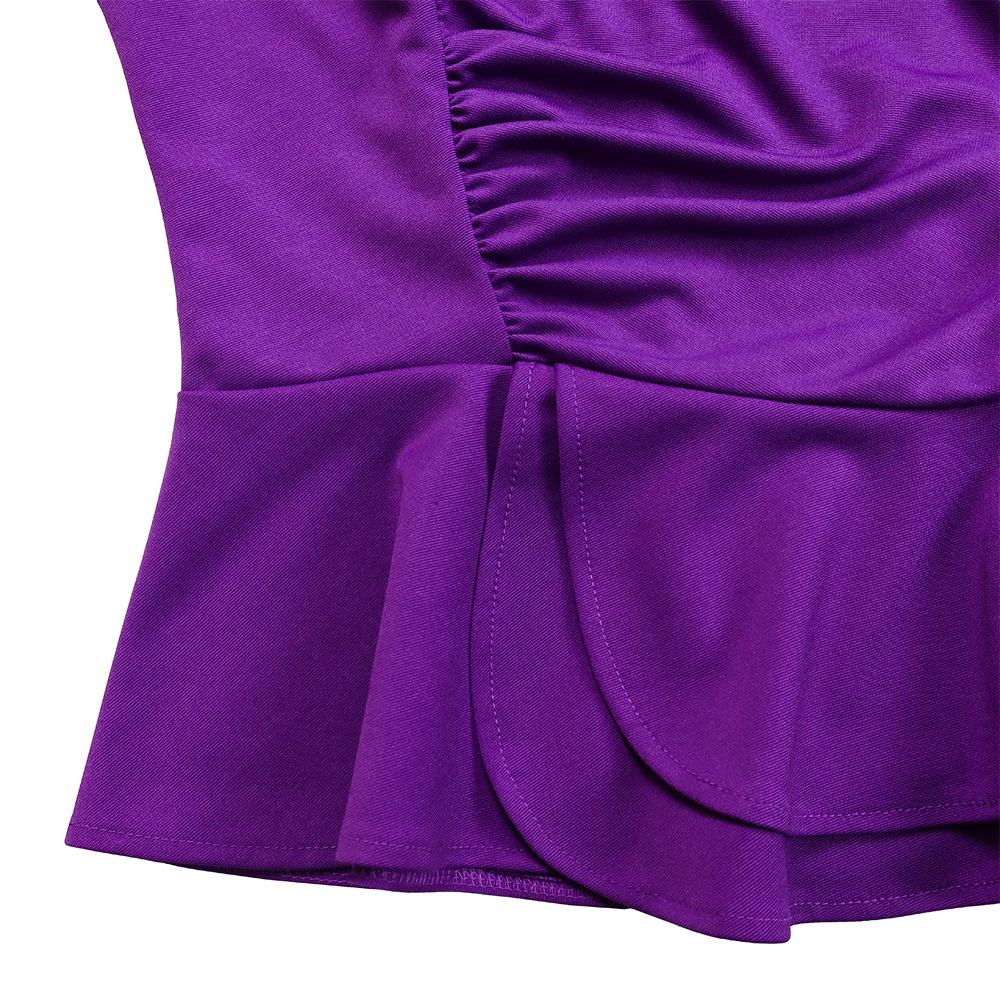 Autumn and winter women's new long-sleeved elegant temperament OL ruffled V-neck tops and pants two-piece set_voghion.com