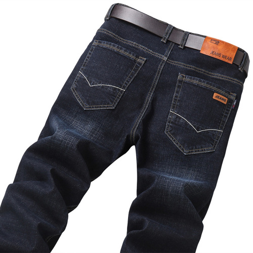 Wholesale Four-Season Guangzhou Xintang High-Quality Jeans for Men: Straight-Leg Stretch Business-Casual Denim Trousers for Men