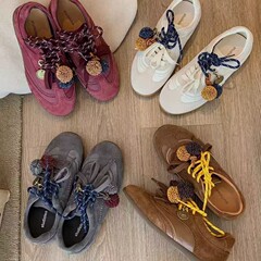 韩国增高3cm~时髦撞色鞋带圆头松果休闲德训鞋女秋2025新款休闲鞋