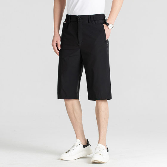 Men's Shorts Summer New Men's Ice Silk Casual Pants Trendy Brand Men's Pants Light Business Cropped Pants Quick-Drying Pants for Men