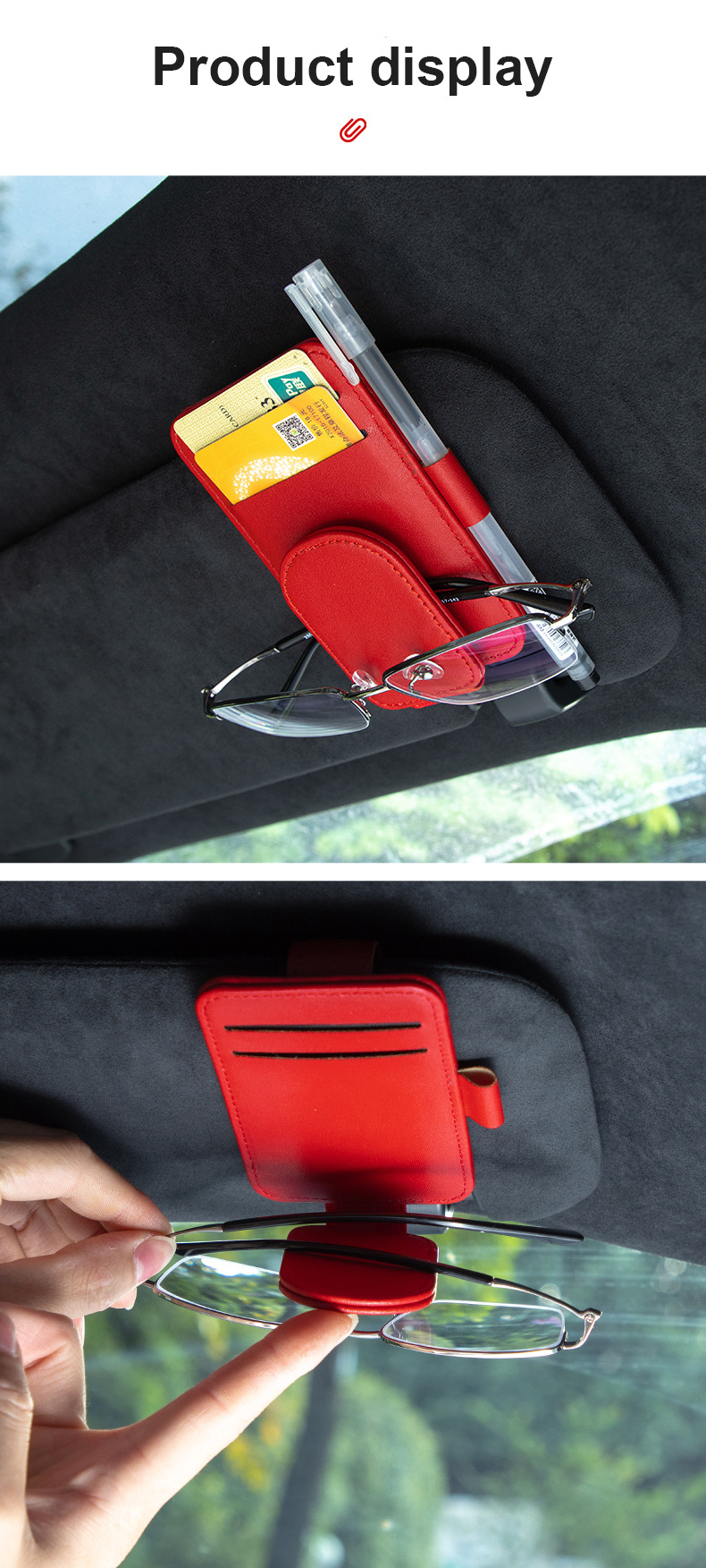 Car Multifunctional Glasses Clip, Ticket Clip, Practical High-End Round Eye Clip, Multifunctional Accessories, Fashionable