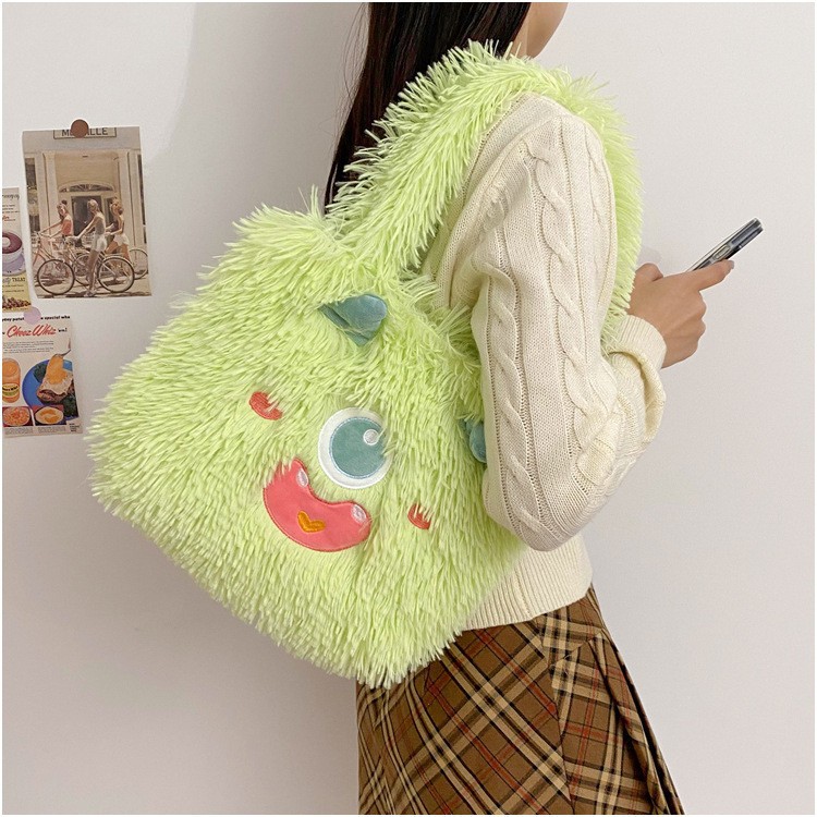 긴 머리 대형 휴대용 녹색