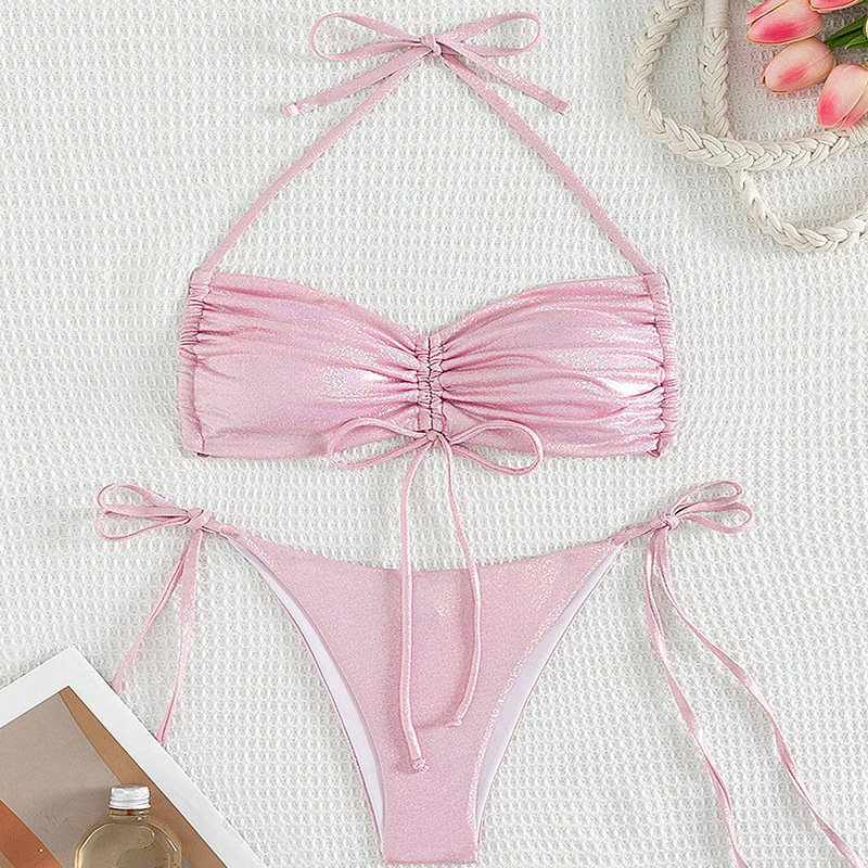 Women's Solid Color 2 Pieces Set Bikinis Swimwear display picture 1