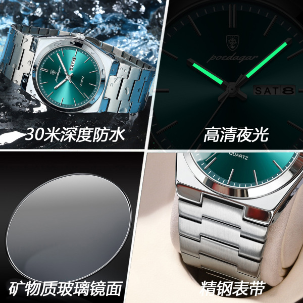 POEDAGAR/ Ultra thin waterproof swiss watch