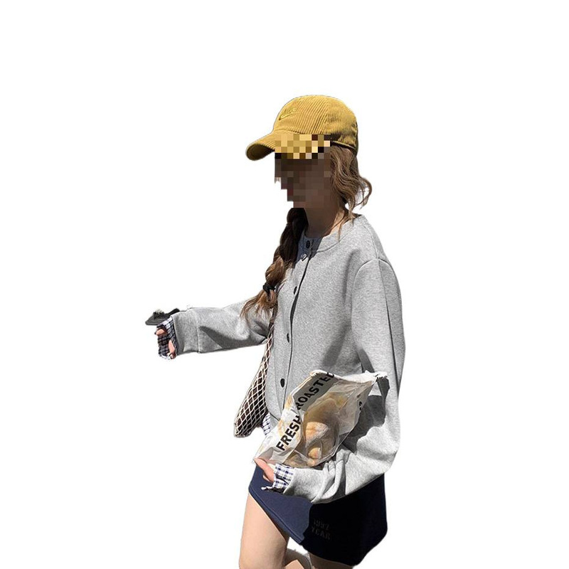 假两件拼接卫衣外套2025秋冬新款加绒小众棒球设计上衣女百搭|undefined