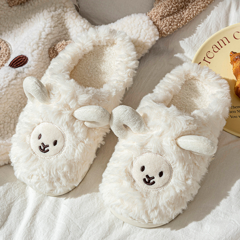 Cute Little Sheep Cotton Slippers for Women, Home Cotton Slippers for Women, Fleece-Lined Cotton Slippers for Men, Warm Shoes, Confinement Shoes for Women, Toe-Toe Slippers for Women Cute Little Sheep Cotton Slippers for Women, Home Cotton Slippers for Women, Fleece-Lined Cotton Slippers for Men, Warm Shoes, Confinement Shoes for Women, Toe-Toe Slippers for Women