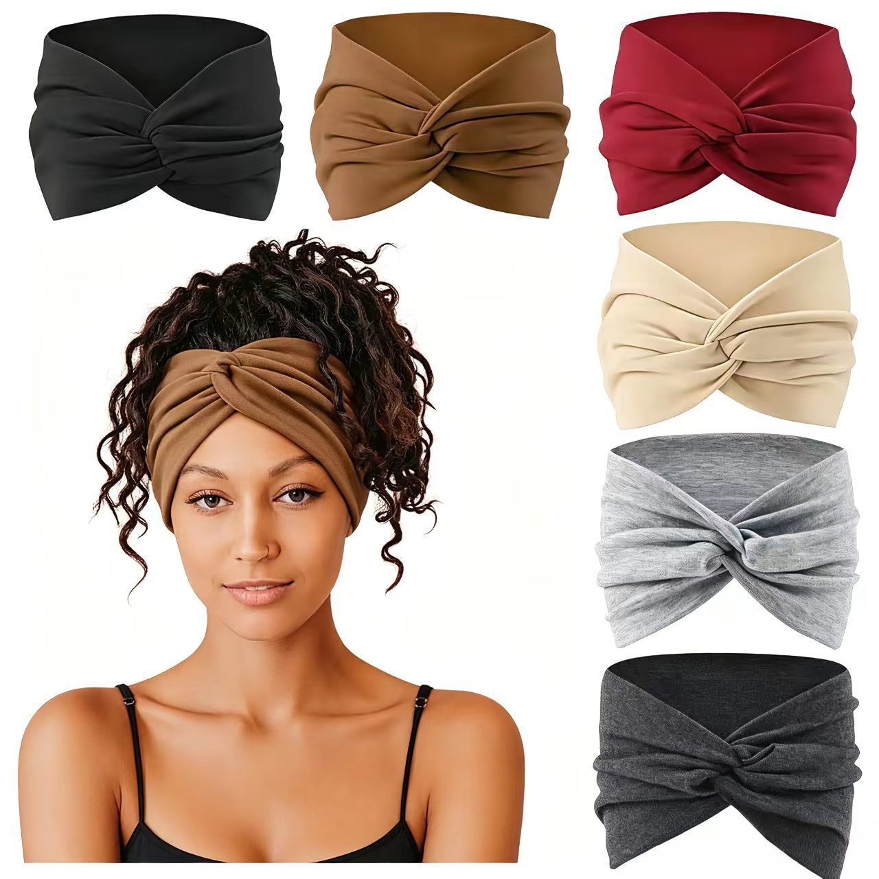 Europa y los Estados Unidos de color sólido banda de pelo deportiva ancho banda de pelo antiperspirante bandana de pelo yoga fitness banda de pelo deportiva absorción de sudor adornamiento para el pelo