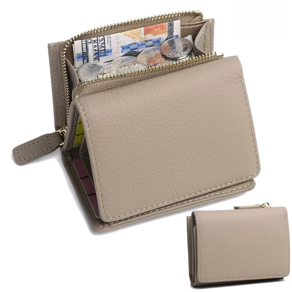 Genuine Leather Wallet Women's Japanese Style Short Wallet Zipper Small Wallet Anti-Theft Card Holder Multi-Card Slot Coin Purse Cross-Border