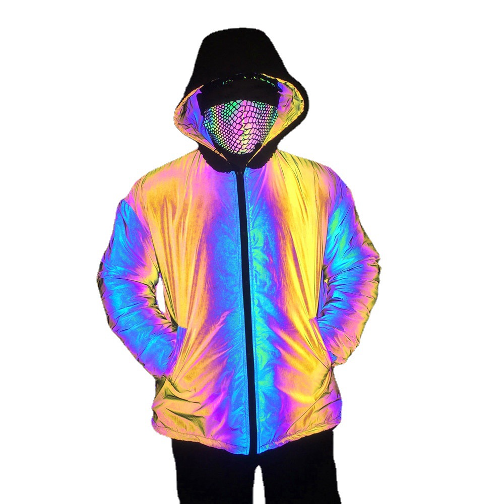 Pánské oblečení, funkční styl, oboustranné nošení z jehněčí kůže, barevná reflexní bunda pro muže a ženy, zesílený kabát velké velikosti_voghion.com