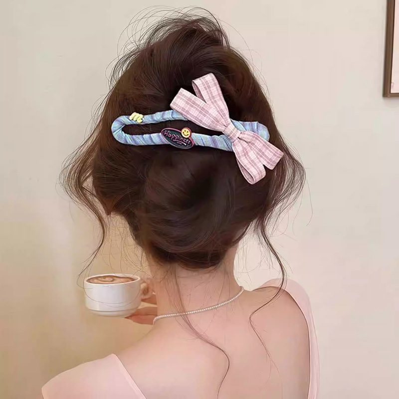 女性用コントラストカラーリボンダックビルヘアクリップ、ハイエンド2025年新作、後頭部用ワンラインクリップ、ヘアクリップ、ヘアアクセサリー|undefined