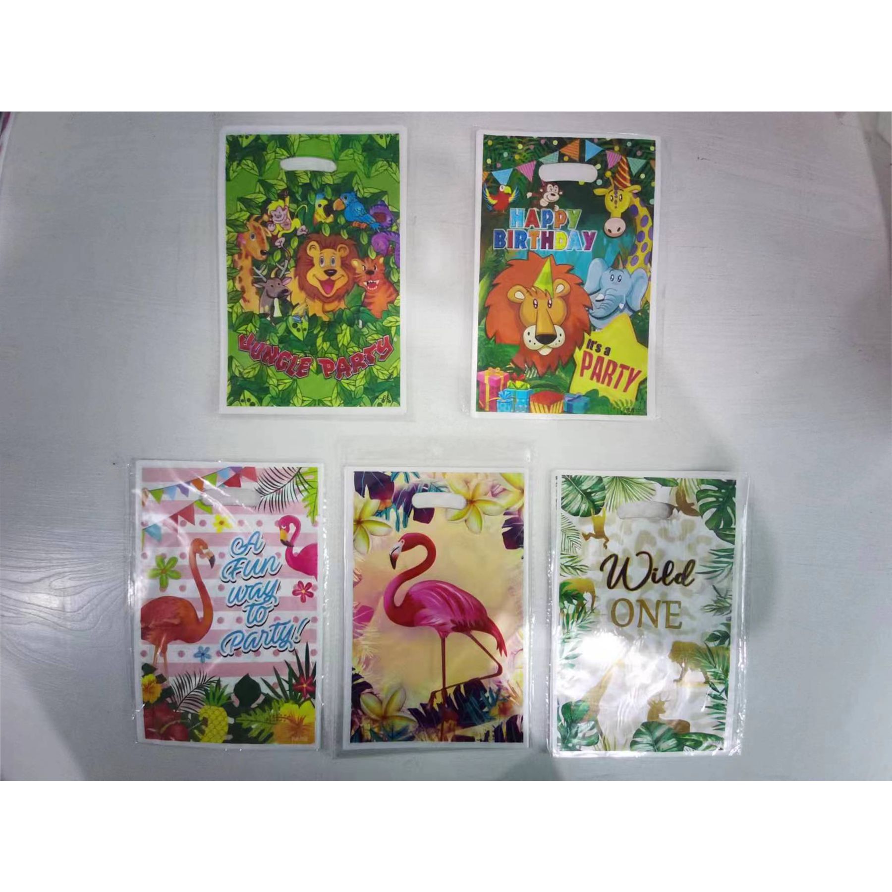 卡通丛林动物生日派对礼品袋 森林狮子糖果袋 火烈鸟伴手礼袋子