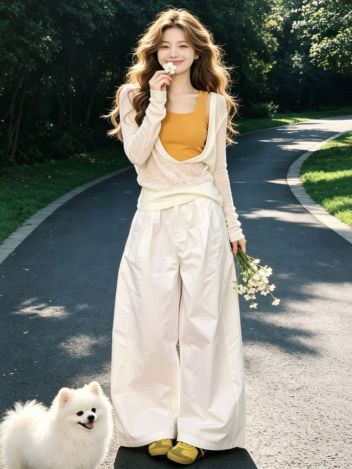 Bộ đôi áo hai dây cổ chữ U kèm áo khoác tay dài phong cách ngọt ngào — Áo ba lỗ màu vàng + áo khoác chống nắng
