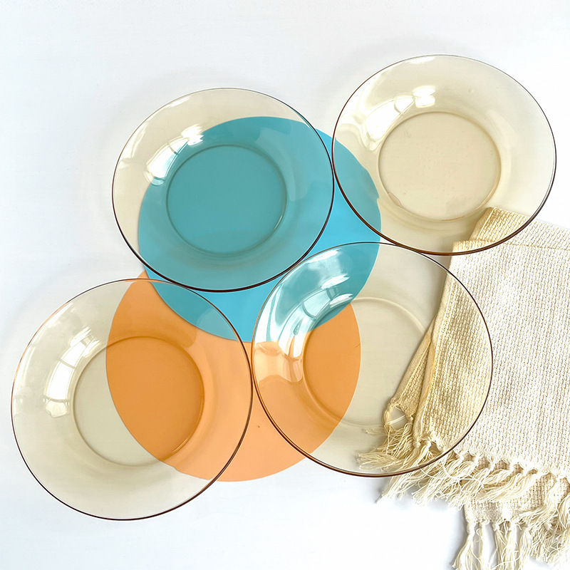 Glass Plates, Dishes, Household Tableware Sets, Round Dinner Plates, Simple Breakfast Plates, High Temperature Resistant Round Plates Glass Plates, Dishes, Household Tableware Sets, Round Dinner Plates, Simple Breakfast Plates, High Temperature Resistant Round Plates