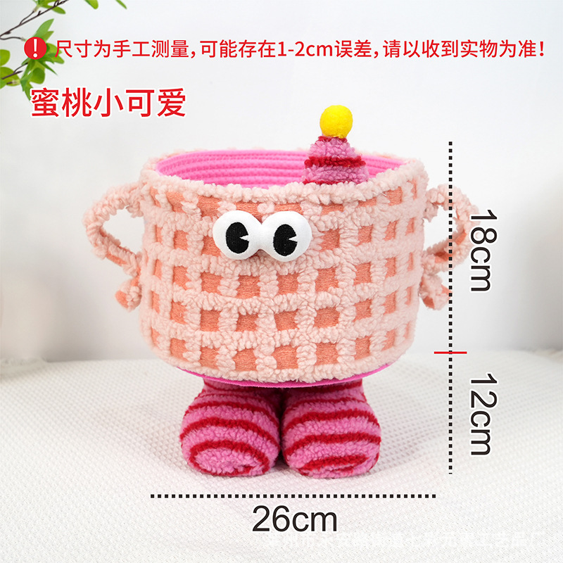 Monstruo de almacenamiento de cordero de algodón de cachemira Cesta de almacenamiento de dibujos animados adorable caja de regalo de decoración de escritorio de la sala de estar