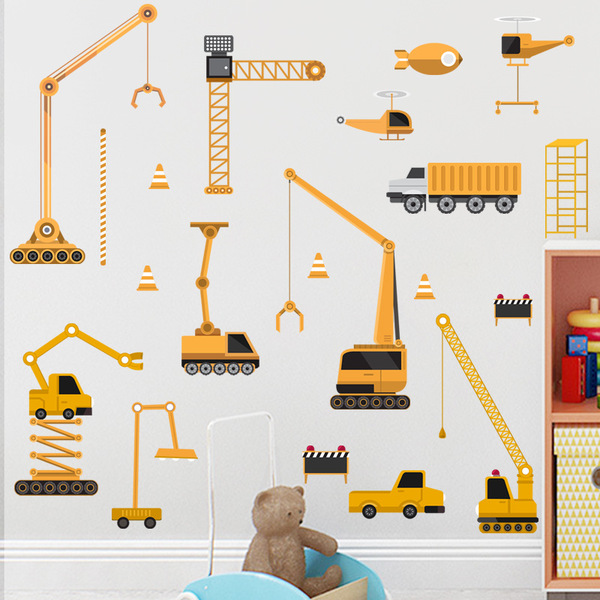 Construction site of the engineering vehicle construction site wall…