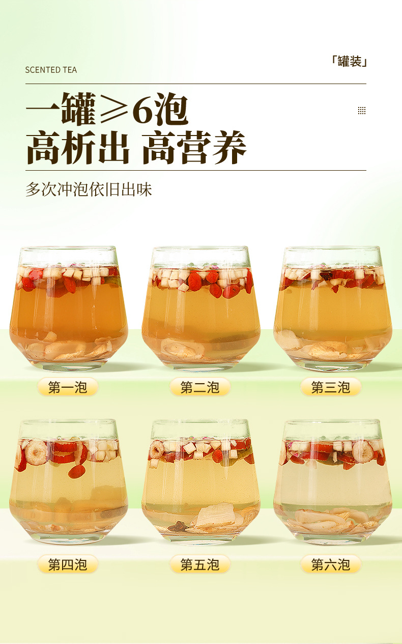 Apple Rose Astragalus Herbal Tea 15 Mini Jars 180g Sugar Free Wellness Blend with Red Dates Goji Lingzhi specifications