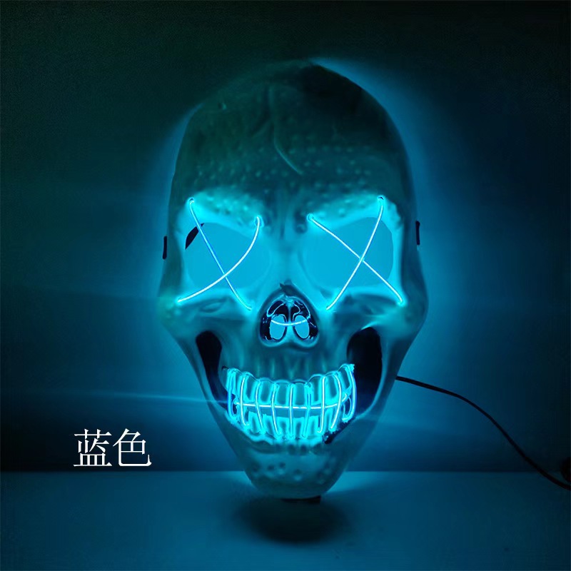 Máscara de esqueleto transfronteriza LED máscara de terror luminosa Halloween máscara de maquillaje props máscara de luz