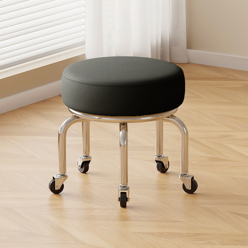 Polia doméstica taburete bajo rueda universal pequeño taburete silencioso rotativo taburete redondo móvil con artefacto moderno y simple