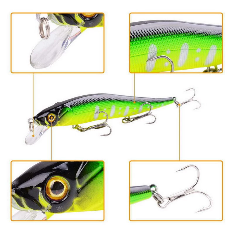 Señuelo minnow amarillo con ojos 3D realistas