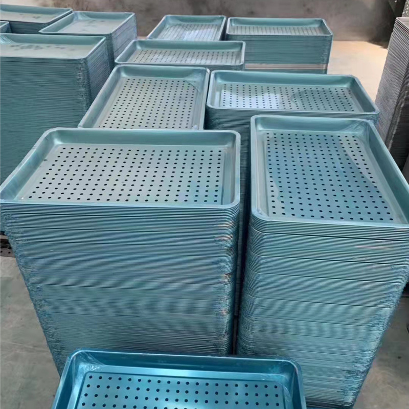 加厚不锈钢蒸饭车盘子批发加厚饭盘托盘带孔蒸盘馒头盘