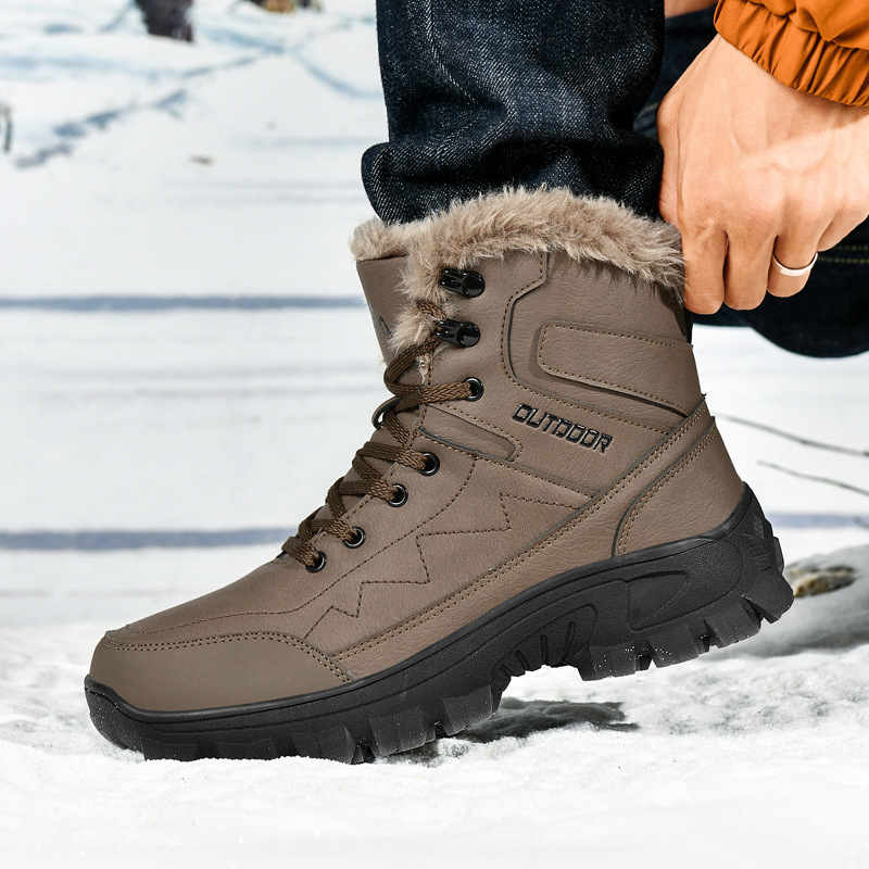 Botas de nieve de vello de invierno para hombres gruesas calientes impermeables al aire libre 46 alto 47 zapatos de algodón del noreste 48