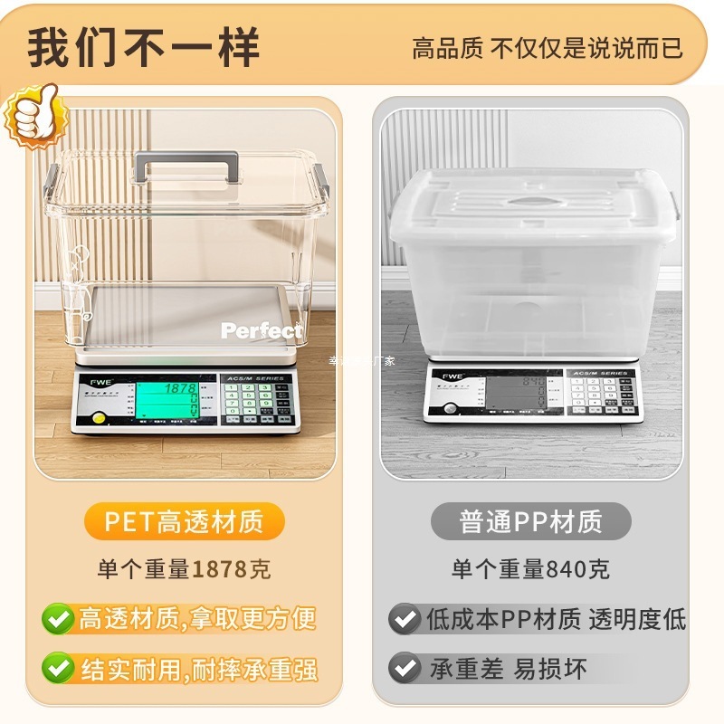 手持ち透明収納ボックス大容量衣類玩具本収納ボックス家庭用厚手プラスチック防湿ボックス|undefined