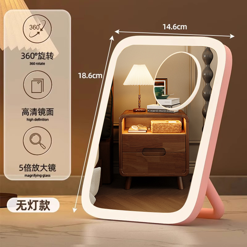 LED con lámpara梳妆台 espejo de maquillaje de brillo 2025 nuevo inwind dormitorio espejo plegable de escritorio
