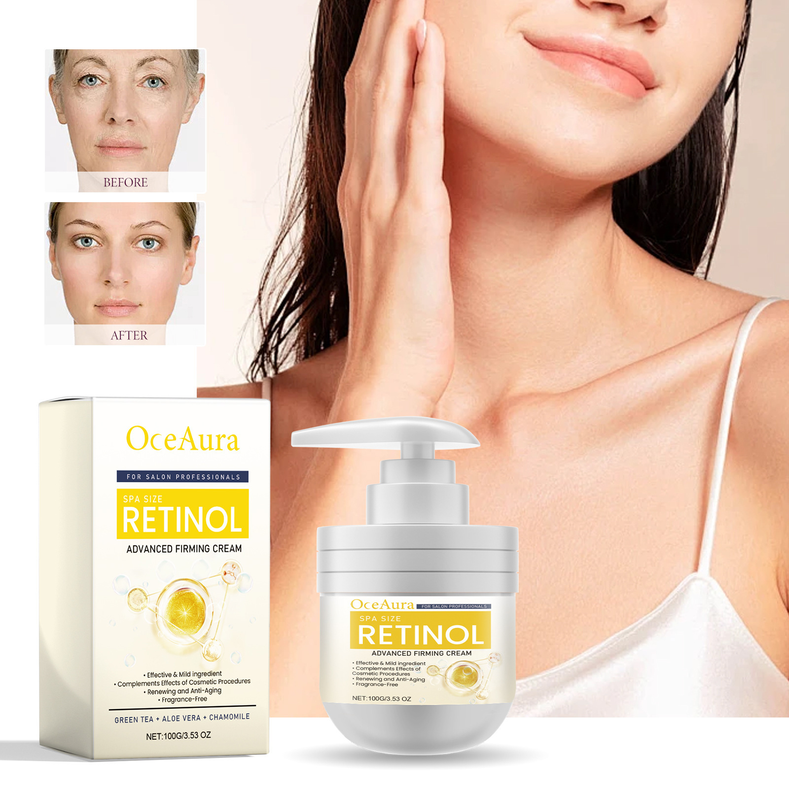 OceanAura Retinol-Creme spendet Feuchtigkeit, nährt, hellt auf und erhellt die Haut. Glatte und Anti-Falten-Körperlotion_voghion.com