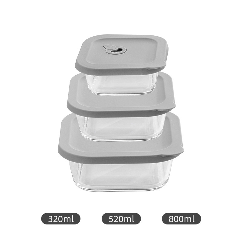 Cuadrado de vidrio de borosilicato lonchera estudiante trabajo microondas horno de alta temperatura resistente lonchera refrigerador crisper vidrio