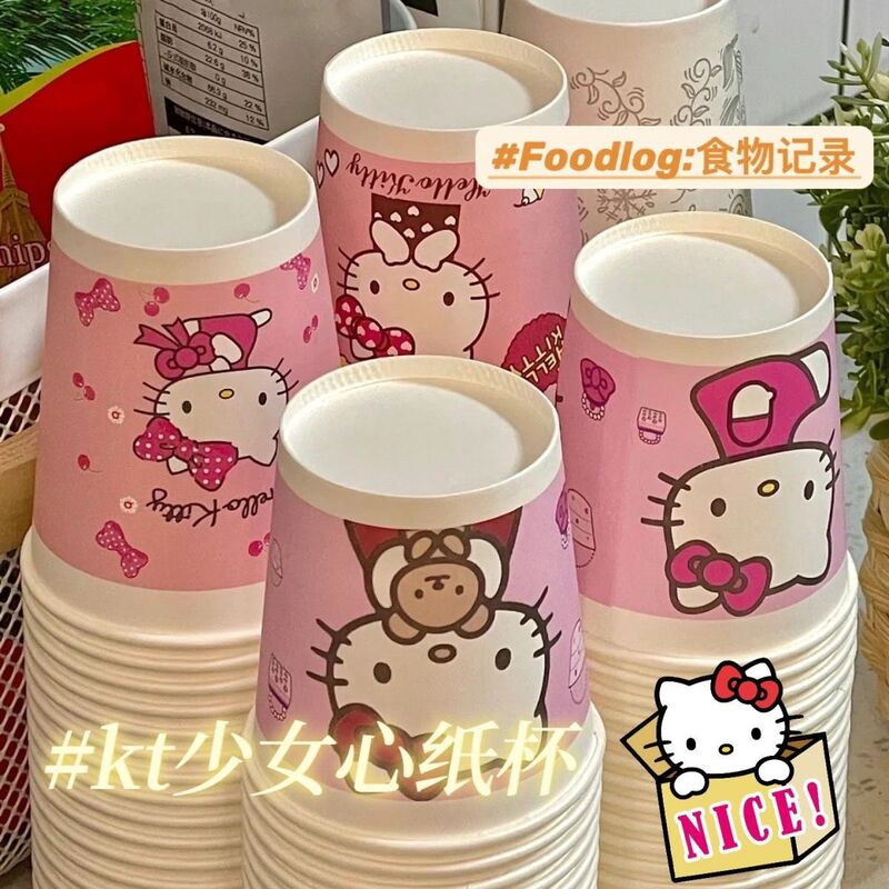 tt纸杯一次性加厚KTy可爱杯子办公卡通杯子家用KiHello粉色纸杯|undefined