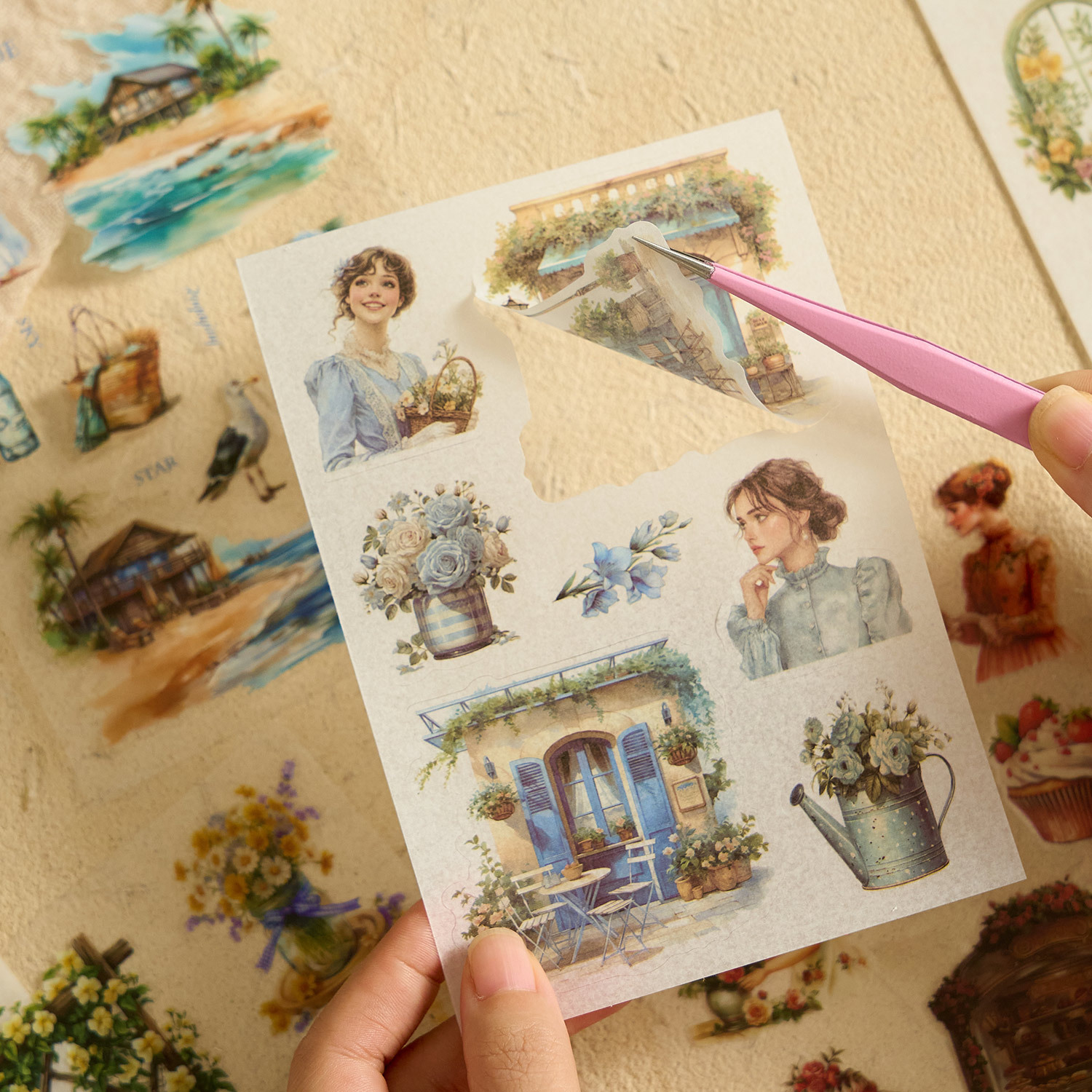 Esmeralda temprana cortar pegatinas de película libro de búsqueda de la serie de juguetes transfronterizos ins material niñas tiendas de mano diy decoración collage