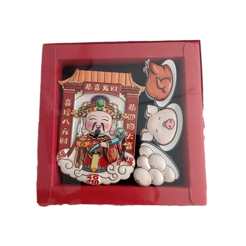 Guochao suministro de dinero para el refrigerador de Dios dibujos animados estereoscópicos pegatinas magnéticas pegatinas magnéticas de Dios de la cocina de la creación de recuerdos decorativos para atraer dinero