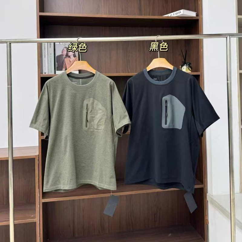 Cross-Border N Brand Summer New Outdoor Sports T-Shirt Casual Lightweight Quick-Dry Short-Sleeve Pocket Print Crew Neck T-Shirt